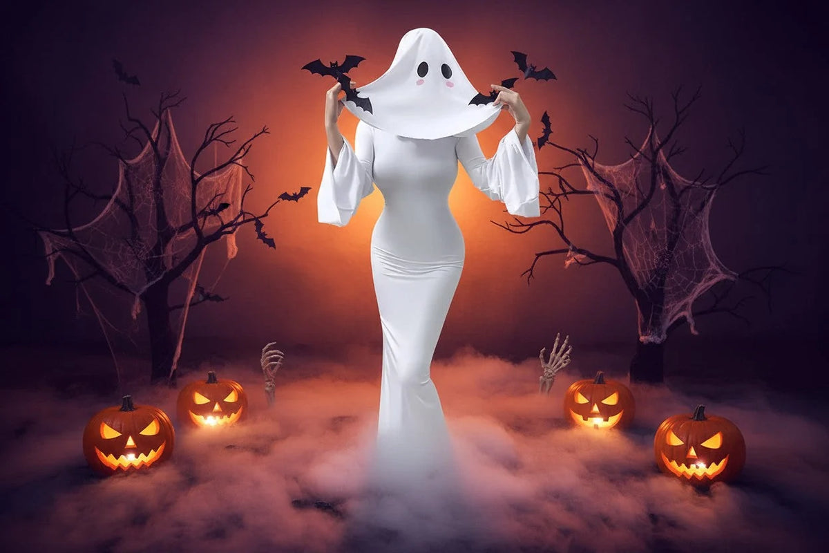 Cosplay Costume Ghost Bride Fitted Floor-Length Dress & Mask