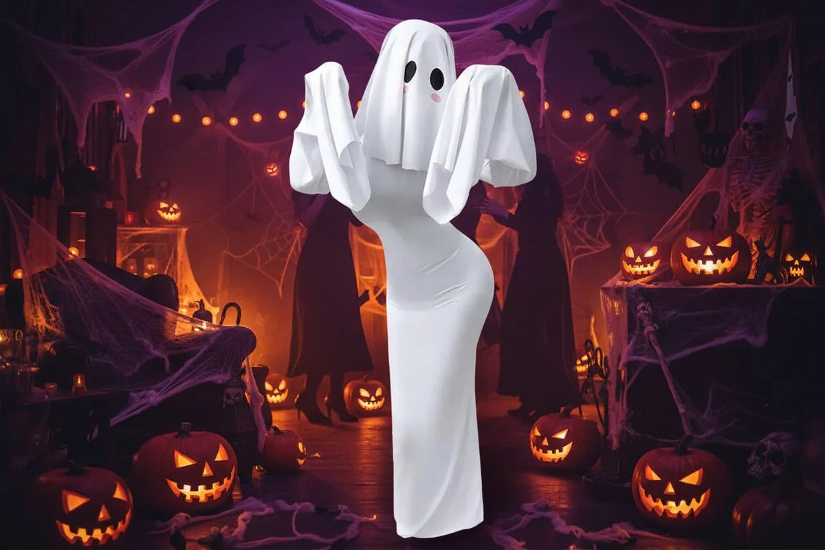 Cosplay Costume Ghost Bride Fitted Floor-Length Dress & Mask