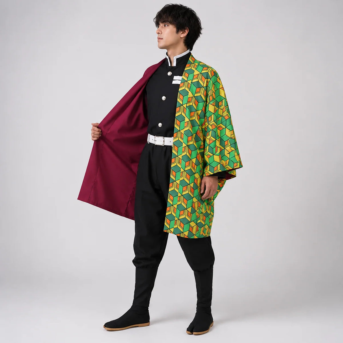 Cosplay Costume Split Haori Jacket With Pants & Belt