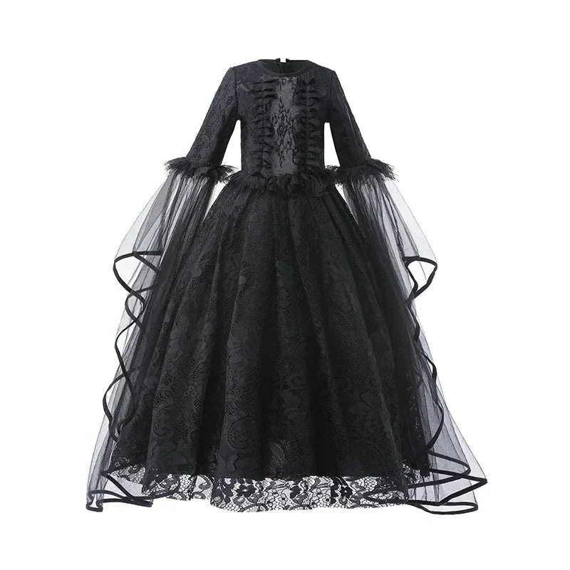 Cosplay Dress Evil Queen Lace & Ruffle Mid-Calf
