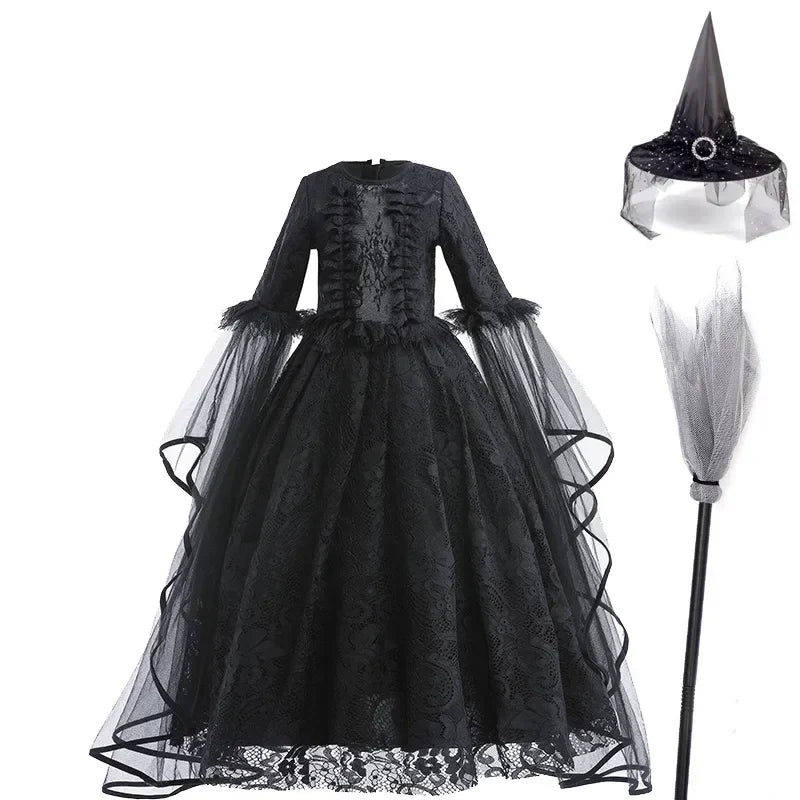 Cosplay Dress Evil Queen Lace & Ruffle Mid-Calf