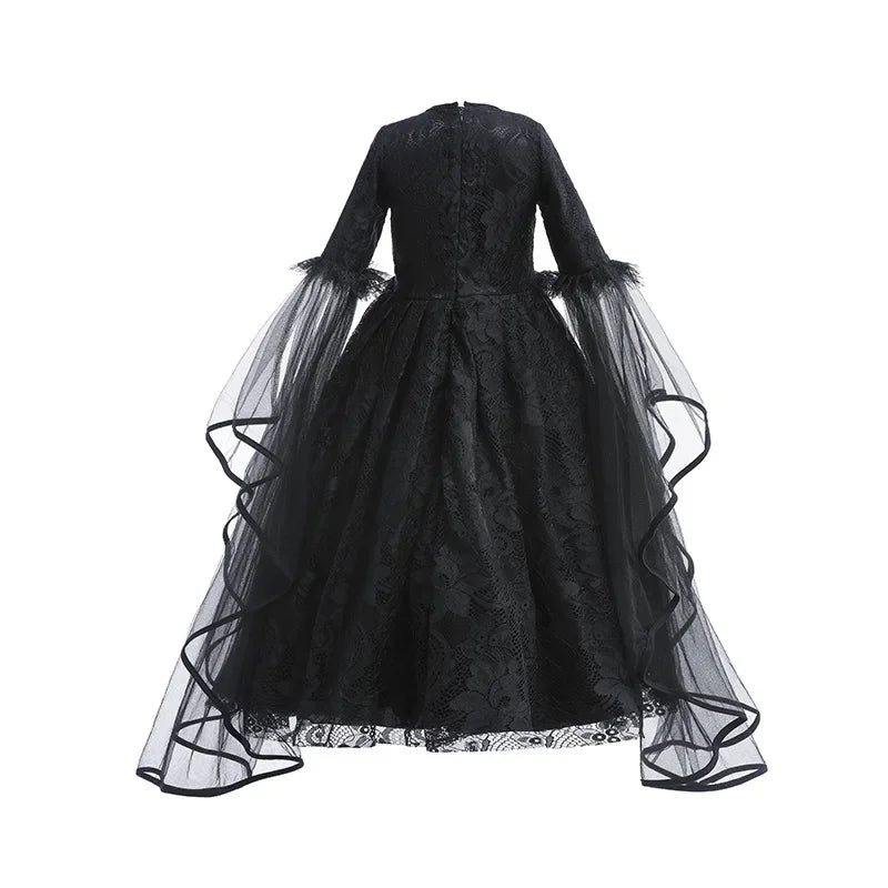 Cosplay Dress Evil Queen Lace & Ruffle Mid-Calf