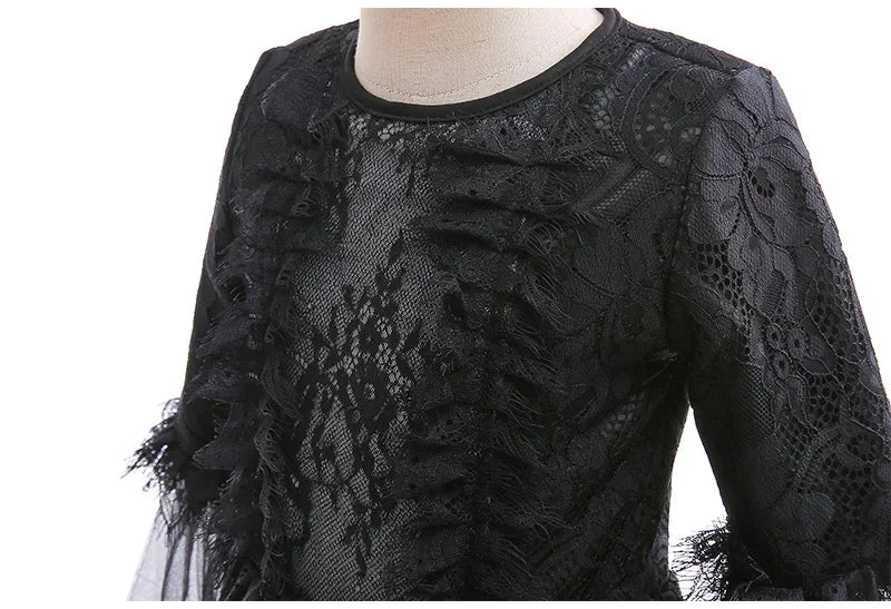 Cosplay Dress Evil Queen Lace & Ruffle Mid-Calf