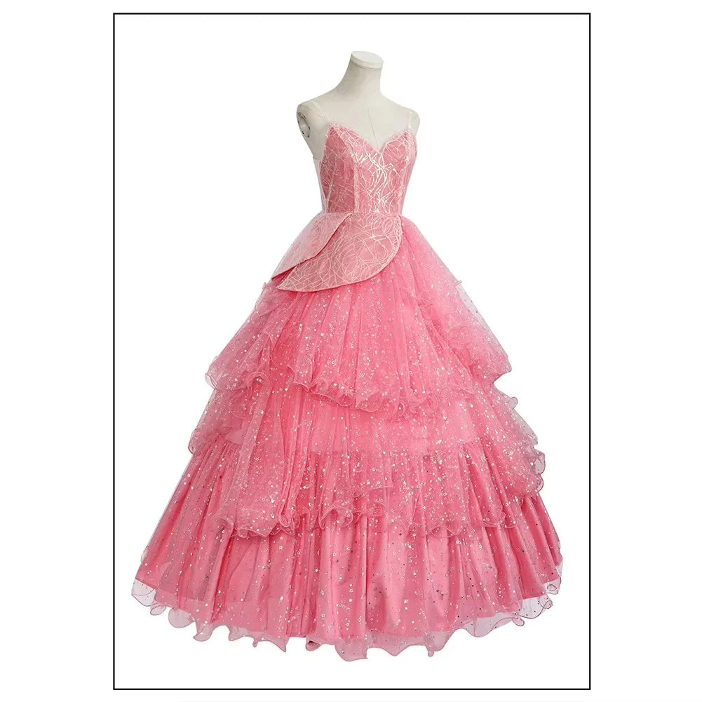 Cosplay Dress Fitted Bodice Layered Skirt Sparkling Accents