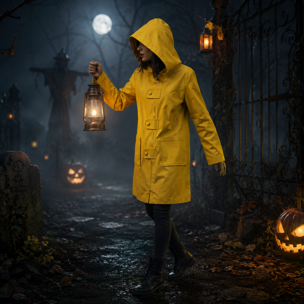Cosplay Jacket Hooded Raincoat Style Zipper & Pockets