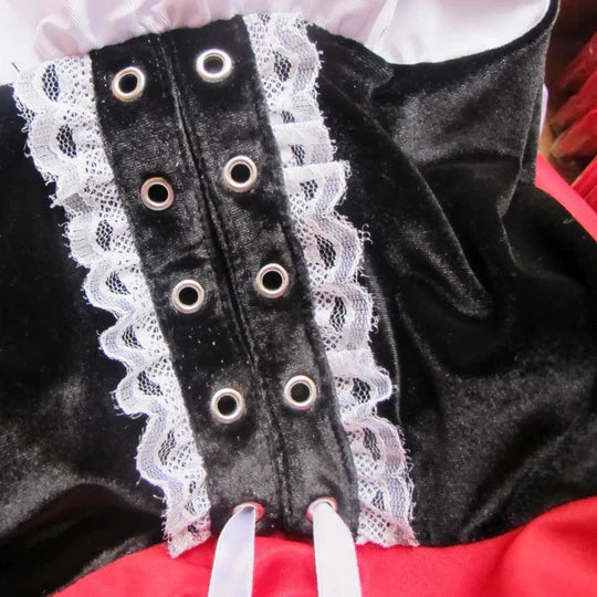 Costume Dress Hooded Cape Lace-Up Bodice Built-In Petticoat