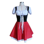 Costume Dress Hooded Cape Lace-Up Bodice Built-In Petticoat