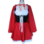 Costume Dress Hooded Cape Lace-Up Bodice Built-In Petticoat