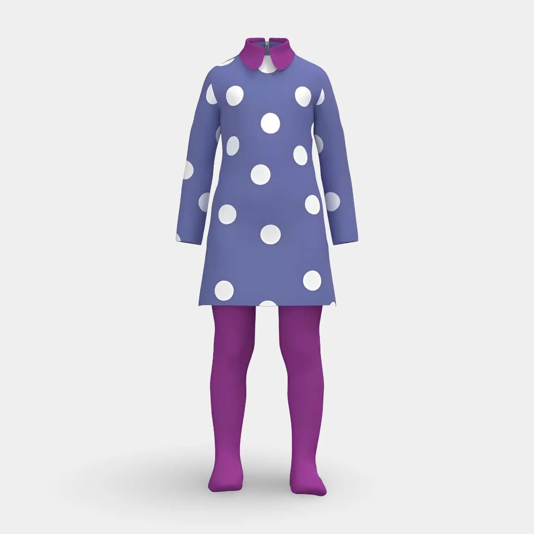 Costume Dress Purple Polka Dot Includes Tights & Optional Wig