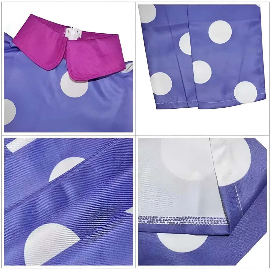 Costume Dress Purple Polka Dot Includes Tights & Optional Wig