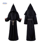 Costume Robe Hooded Floor-Length Adjustable Rope Belt Breathable Blend
