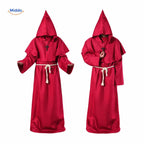 Costume Robe Hooded Floor-Length Adjustable Rope Belt Breathable Blend