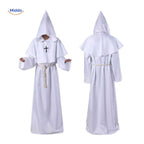 Costume Robe Hooded Floor-Length Adjustable Rope Belt Breathable Blend