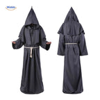Costume Robe Hooded Floor-Length Adjustable Rope Belt Breathable Blend