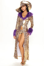 Costume Set Money Print Faux Fur Trim