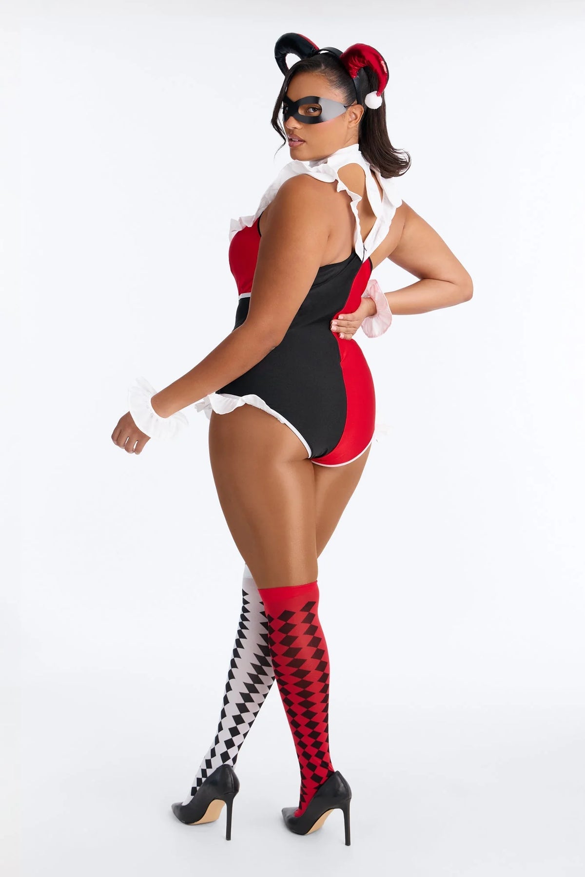 Costume Set Six Piece Stretch Ruffle Romper & Thigh Highs