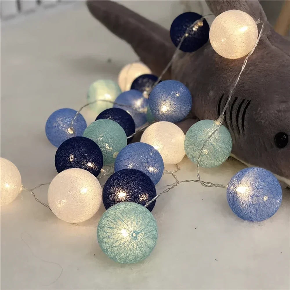 Cotton Ball Garland LED USB & Battery Powered