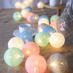 Cotton Ball Garland LED USB & Battery Powered