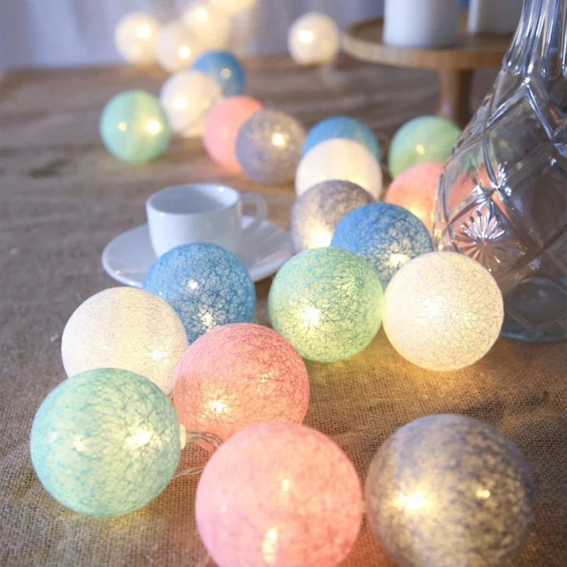 Cotton Ball Garland LED USB & Battery Powered