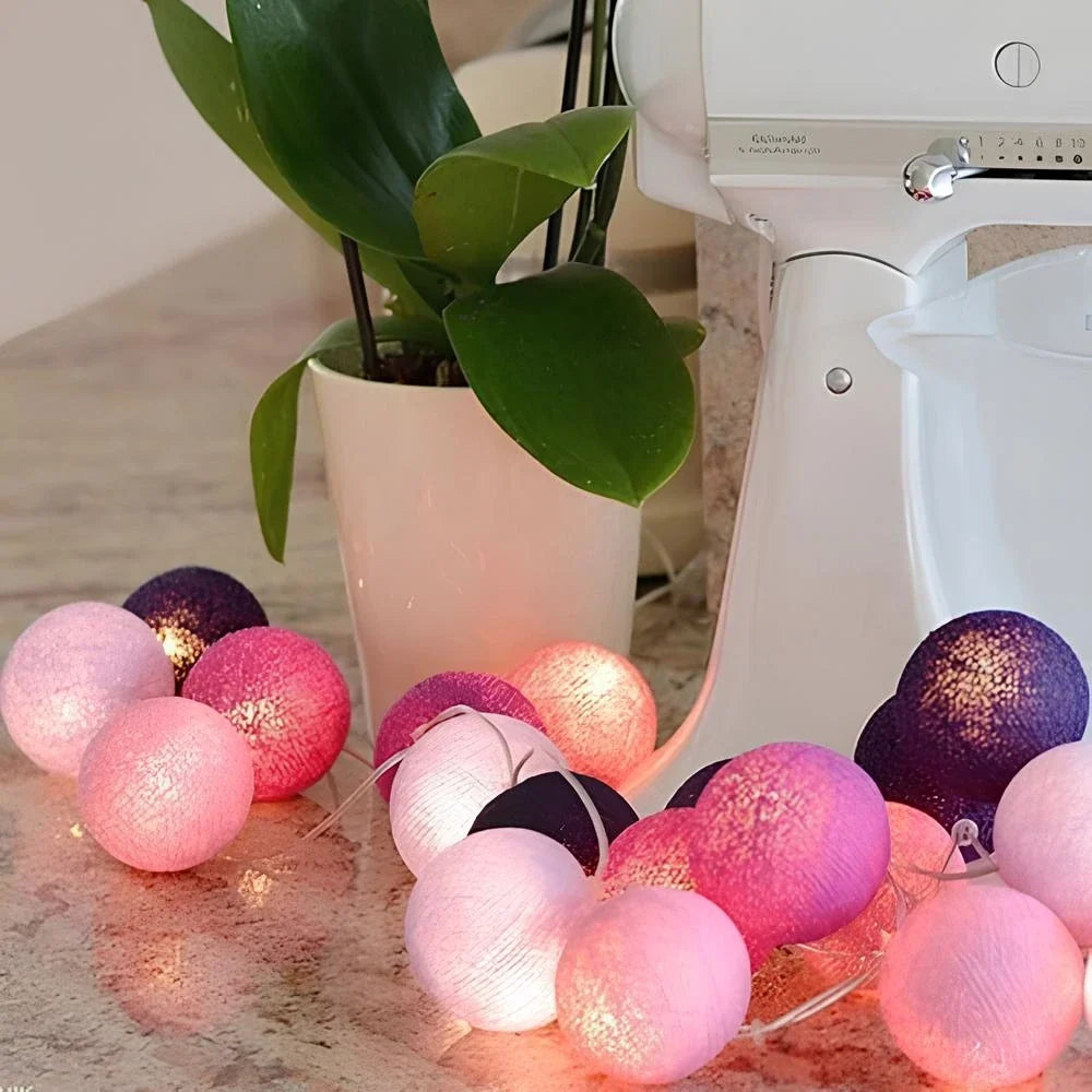 Cotton Ball Garland LED USB & Battery Powered