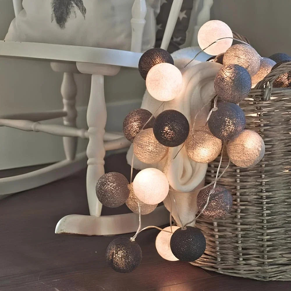 Cotton Ball Garland LED USB & Battery Powered