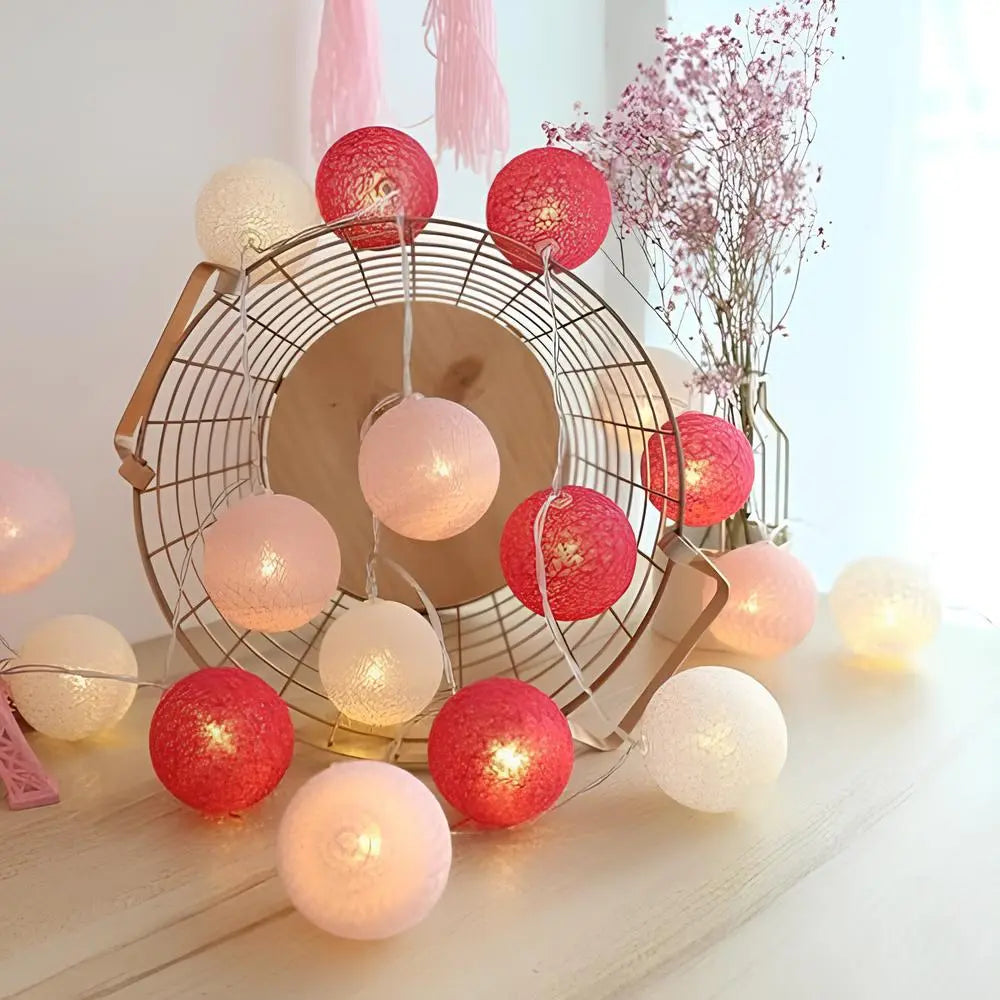 Cotton Ball Garland LED USB & Battery Powered