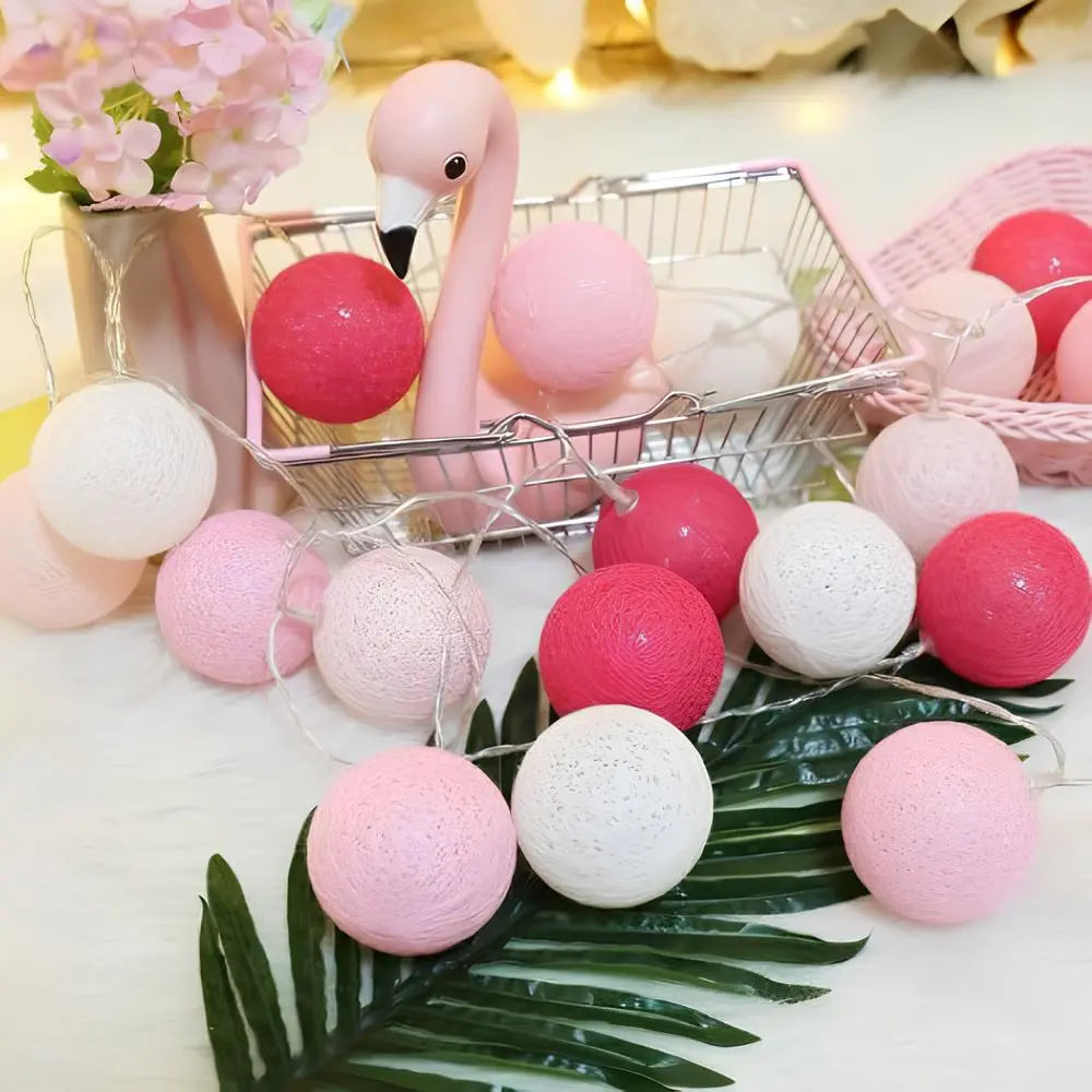 Cotton Ball Garland LED USB & Battery Powered