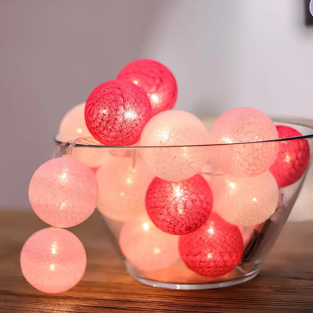 Cotton Ball Garland LED USB & Battery Powered