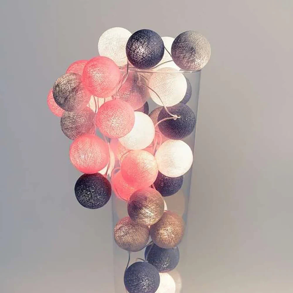 Cotton Ball Garland LED USB & Battery Powered