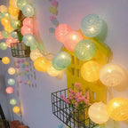 Cotton Ball Garland LED USB & Battery Powered