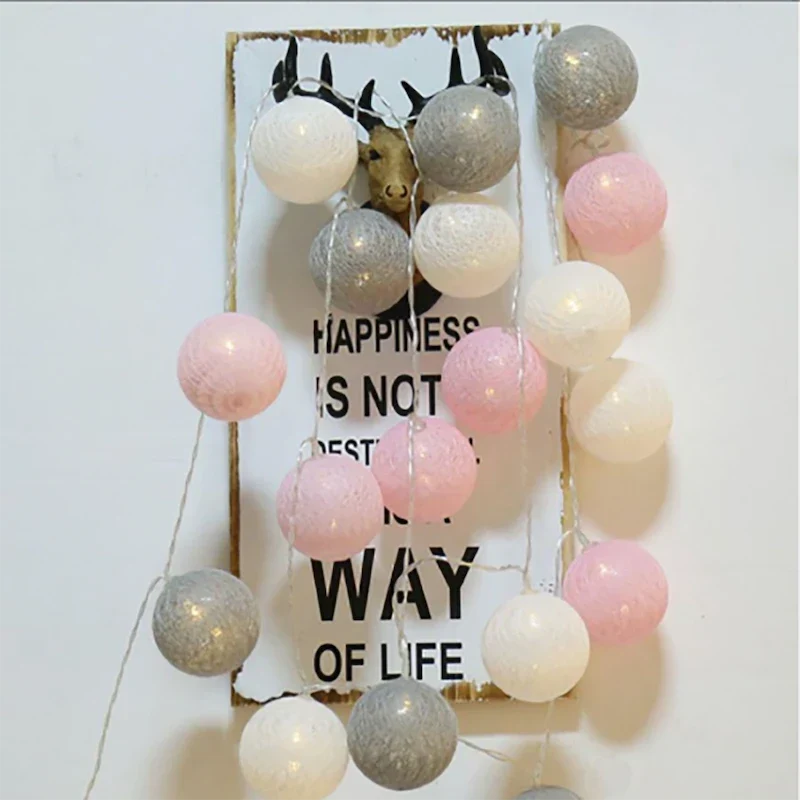 Cotton Ball Garland LED USB & Battery Powered