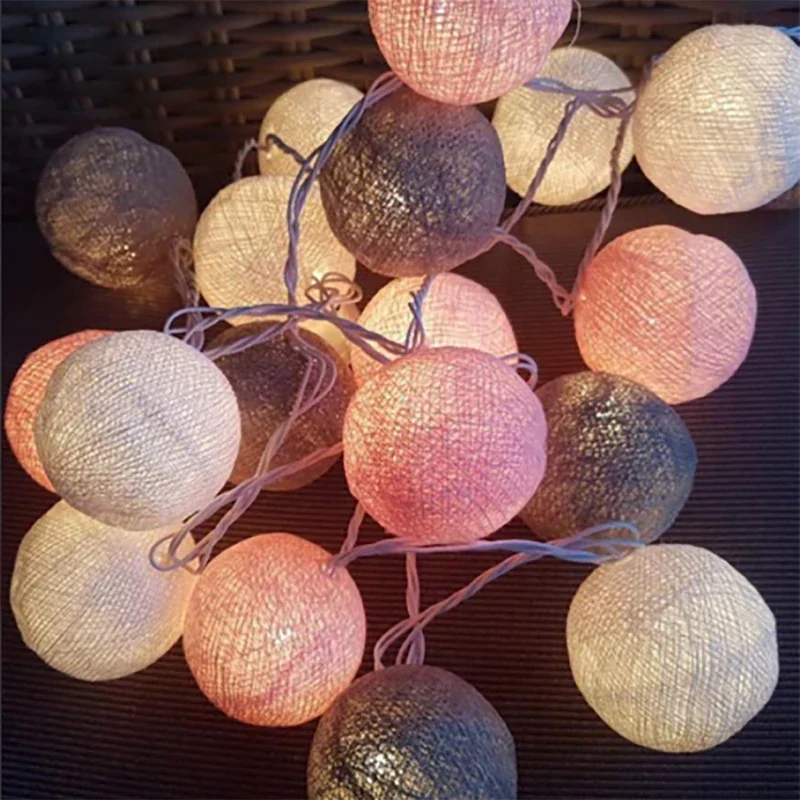 Cotton Ball Garland LED USB & Battery Powered