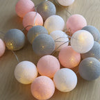 Cotton Ball Garland LED USB & Battery Powered