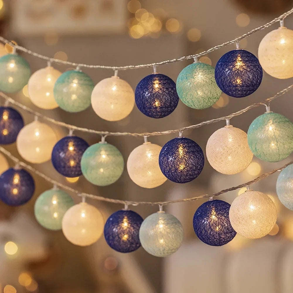 Cotton Ball Garland LED USB & Battery Powered