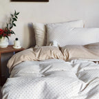 Cotton Bedding Set Breathable Fine Polka Dot Easy Care
