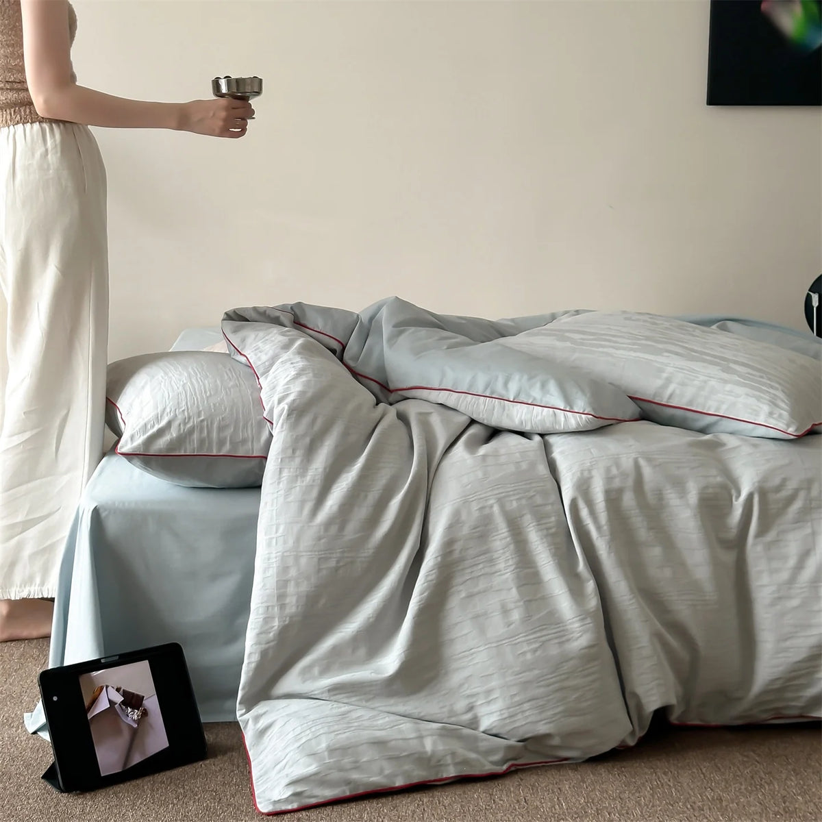 Cotton Bedding Set Fine Relief Texture Satin-Matte & Breathable