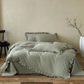 Cotton Bedding Set Percale Weave Ruffled Trim