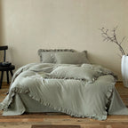 Cotton Bedding Set Percale Weave Ruffled Trim