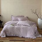 Cotton Bedding Set Percale Weave Ruffled Trim