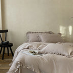 Cotton Bedding Set Percale Weave Ruffled Trim