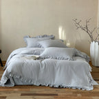 Cotton Bedding Set Percale Weave Ruffled Trim