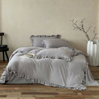 Cotton Bedding Set Percale Weave Ruffled Trim