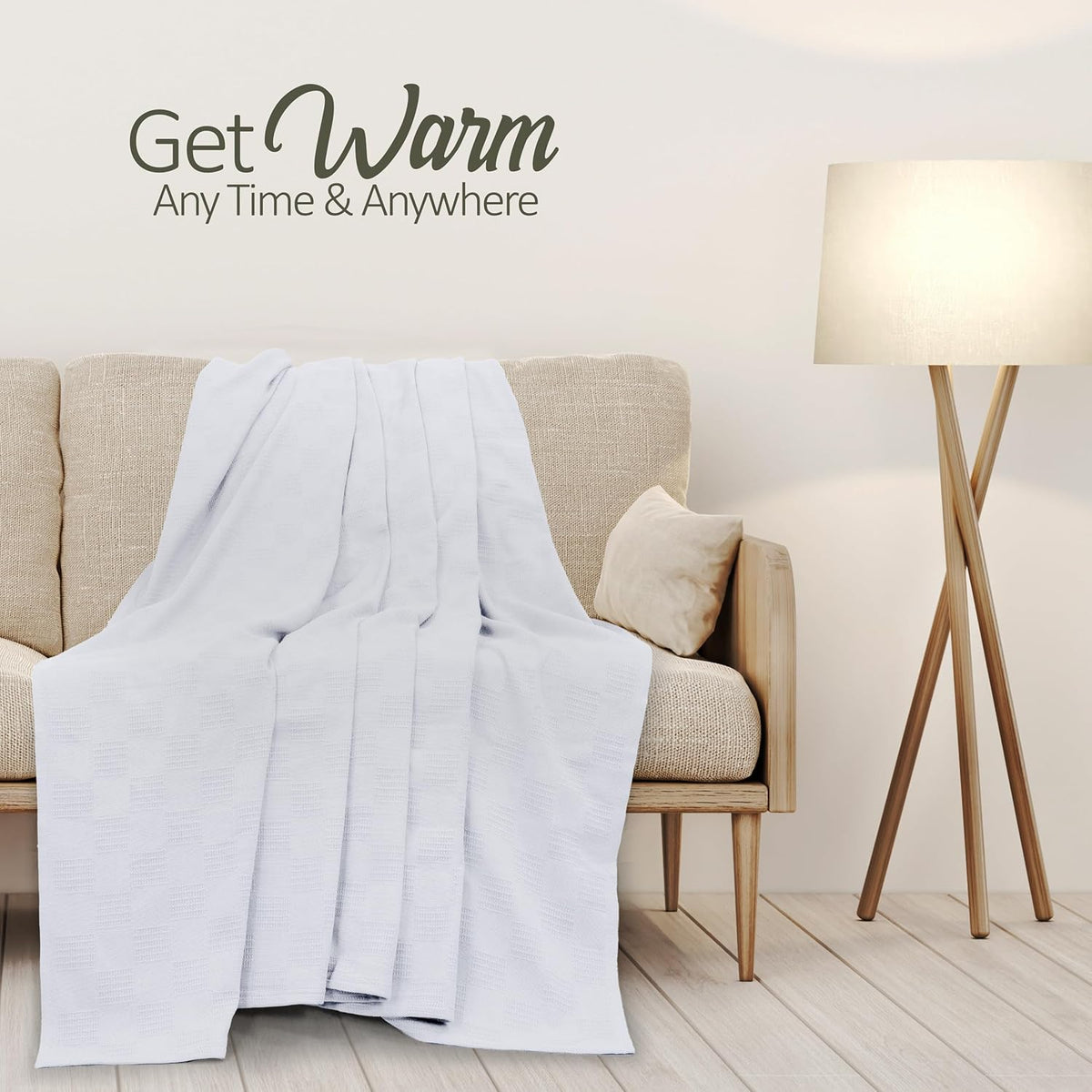 Cotton Blanket 350 GSM Breathable Square Texture
