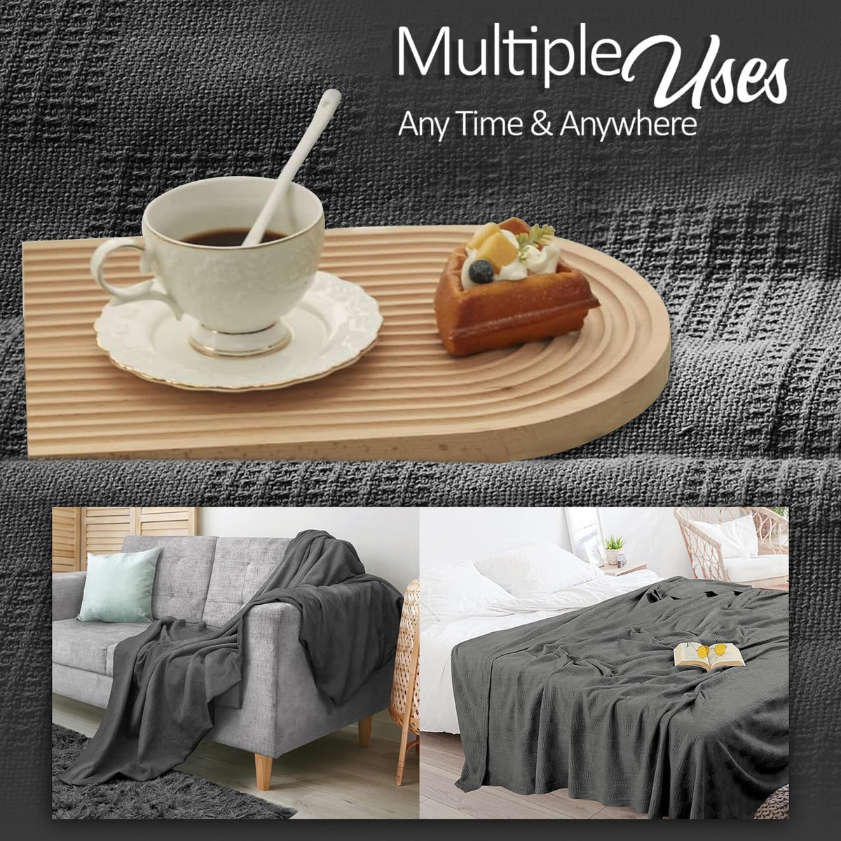 Cotton Blanket 350 GSM Breathable Square Texture