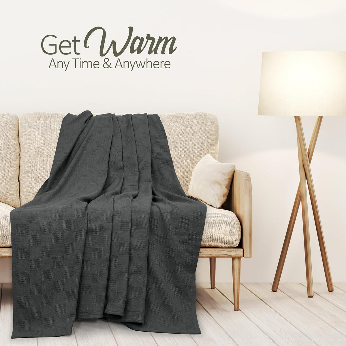 Cotton Blanket 350 GSM Breathable Square Texture