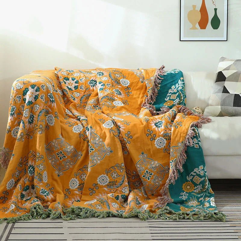 Cotton Blanket Boho Jacquard Breathable & Durable