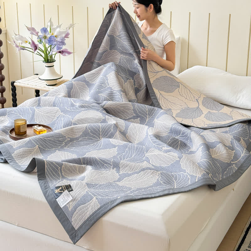 Cotton Blanket Triple-Layer Gauze Mulberry Leaf Pattern