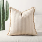 Cotton-Blend Textured Stripe Cushion Cover (18 x 18 in)