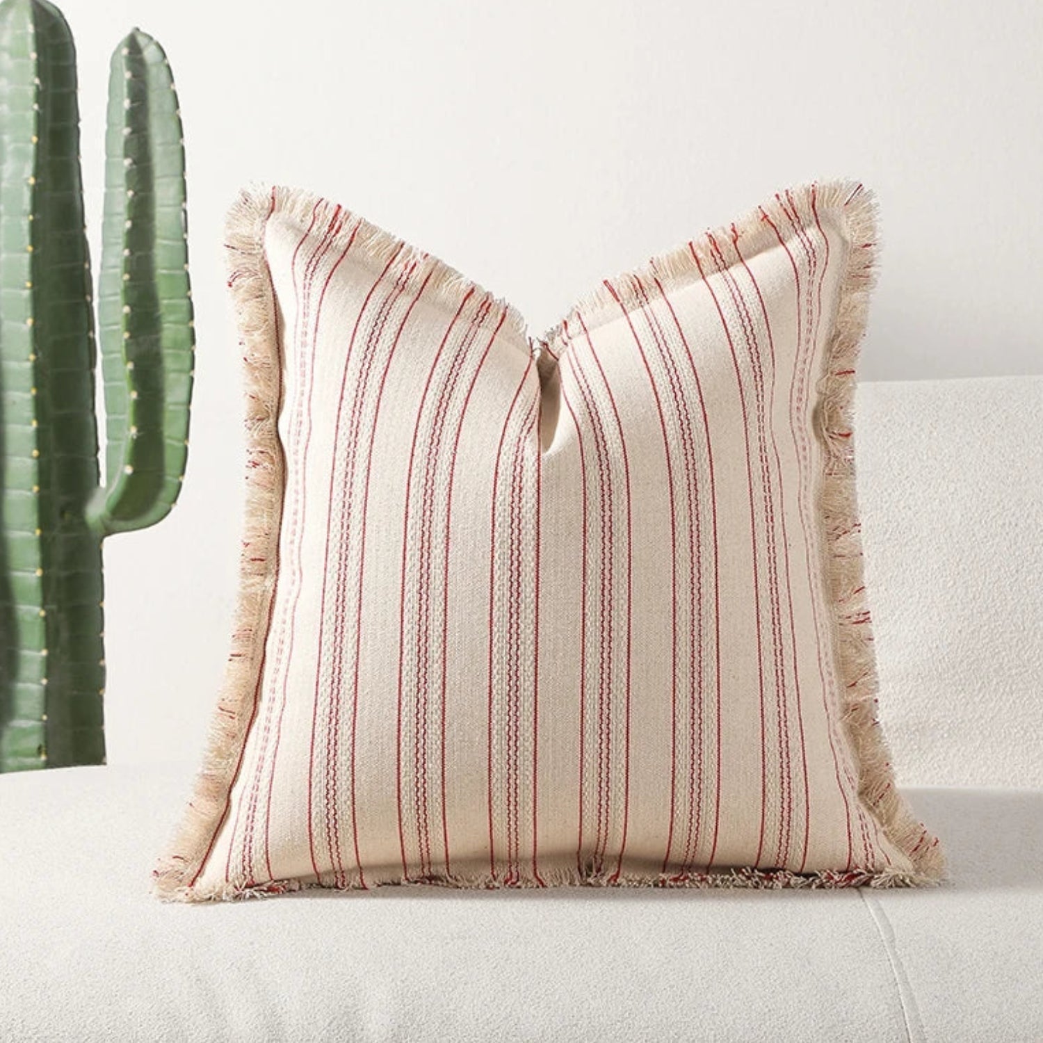 Cotton-Blend Textured Stripe Cushion Cover (18 x 18 in)