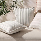 Cotton-Blend Textured Stripe Cushion Cover (18 x 18 in)